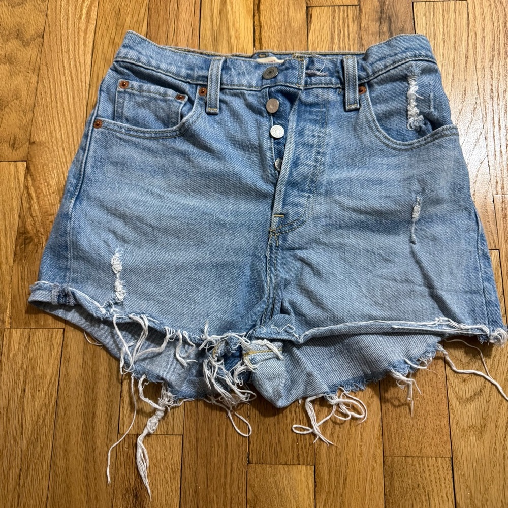 Levi's Light Blue High Waist Denim Shorts - Picture 2 of 6